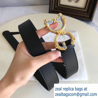 Dolce  &  Gabbana Width 3cm Belt Black 01 with Baroque DG Logo